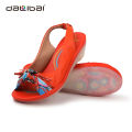 2016 new product colorful women leather flat sandals